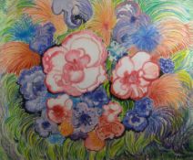 CAROL HOPKIN watercolour and crayon - botanical study, signed, 48 x 58cms (framed and glazed)