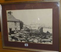 ANEURIN M JONES print - 'Cwmwysg', signed, 29 x 42cms Condition reports provided on request by email