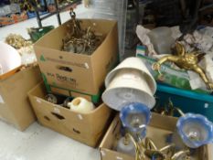 A parcel of mixed lighting and accessories including gilt metal lantern ceiling lights Condition