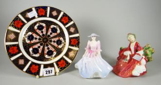 Royal Crown Derby Imari plate together with a Royal Doulton figurine 'Lydia' - HN1908 and a Coalport
