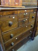 A Victorian Scottish-style chest of three long drawers, two flanking upper drawers and two centre