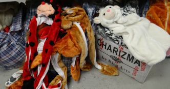 A very large quantity of modern children's fancy dress animal hats with built in scarves and mittens