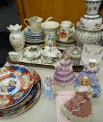Parcel of mixed china including Imari, continental and English porcelain, a Poole vase and three