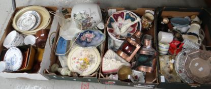 Sundry boxes of china and glassware, pair of replica maritime lamps ETC Condition reports provided