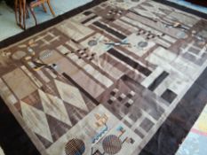 A large 1932 Art Deco design 'Extra Fine Wilton' carpet by Carpet Trades Limited, the modernist