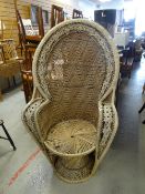 A retro cane work peacock-type chair Condition reports provided on request by email for this auction