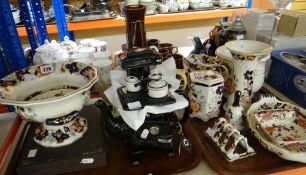 A parcel of Masons Mandalay tableware, two novelty teapots and a cased set of fish knives and