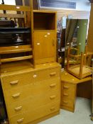 A parcel of mid-century furniture including four-drawer chest, dressing table, chairs ETC