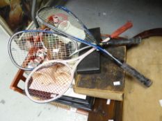 Parcel of mixed items including squash rackets, frames ETC Condition reports provided on request
