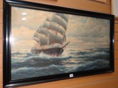 UNKNOWN maritime painting - 'Yemmy' three masted square rigger on choppy waters Condition reports