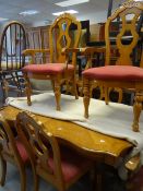A modern continental-style extending light-wood dining table and 4+2 chairs Condition reports