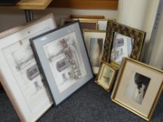 Parcel of framed pictures and prints together with an aboriginal arts framed mirror ETC Condition