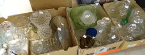 Three boxes of mixed glassware ETC including various cut glass decanters Condition reports
