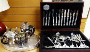 Parcel of EPNS and a canteen part-cutlery set Condition reports provided on request by email for