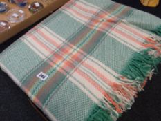 A good vintage Welsh wool blanket bearing label for Gwili Mills of Llanpumpsaint typically woven