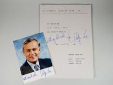 1991 BBC1 News script detailing IRA mortar attack on Downing Street with signed photograph of Martyn