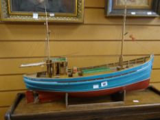 A mid-century wooden model of a fishing boat trawler 'Lady Jayne' Condition reports provided on