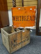 A simple brewery bottle box for Whitbread and a similar for Corona fizzy pop deposits, both with