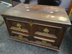 Nineteenth century and later coffer bach having a panelled facade with single long drawer and two