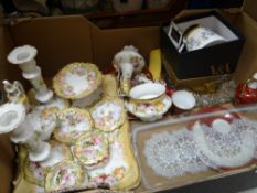 Vintage Limoges of France floral dressing table set and parcel of glass & china ETC Condition