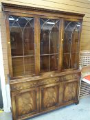 A good reproduction Bevan Funnell bookcase cupboard with glazed upper section, 150cms wide Condition