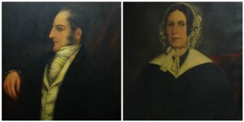BRITISH SCHOOL NINETEENTH CENTURY oil on canvas, a pair - head & shoulders portrait of a gentleman