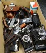A parcel of vintage & later cameras including two Kodak concertina-type cameras ETC Condition