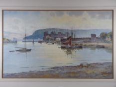 WARREN WILLIAMS ARCA watercolour - fine expansive scene of Conwy Castle, Bridge, Harbour and