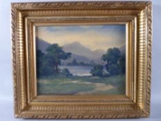 ARTHUR J BLACK oil on board - sunset Llyn Gwynant, signed, 14 x 18 cms