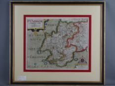 MAP - GEORGE OWEN & WILLIAM KIP - Pembroke, 1607, 29 x 34 cms