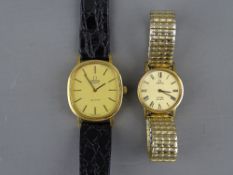 A LADY'S & A GENT'S GOLD PLATED OMEGA DE VILLE WRISTWATCHES, circa 1960s, in original boxes,
