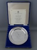 A MINT & CASED LIMITED EDITION (835/2000) SILVER PLATE commemorating the marriage of Princess Anne &