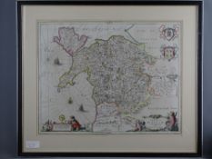 MAP - JAN JANSSON - North Wales down to and including Montgomery 1646, 41 x 52 cms