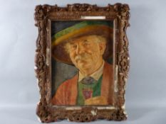 ERWIN EICHINGER oil on board - jolly hatted and moustachioed gentleman with glass of wine,