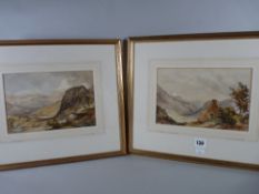 WILLIAM GREY watercolours, a pair - Welsh mountain cottage and mountain scene entitled 'Llyn