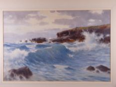 WARREN WILLIAMS ARCA watercolour - fine stormy seascape with hovering seagulls, signed and with