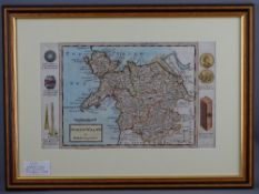 MAP - HERMAN MOLL - North Wales 1724 and with the left and right margins having prints of Welsh