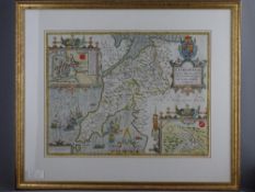 MAP - JOHN SPEED - Caernarfonshire, Bassett & Chiswell edition 1676, 39 x 52 cms