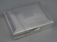 A SMALL NEAR SQUARE SILVER & WOODEN CARD/CIGARETTE BOX with engine turned lid, Birmingham 1972