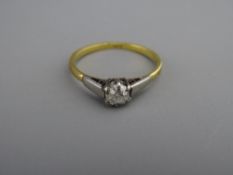 AN EIGHTEEN CARAT GOLD DIAMOND SOLITAIRE RING, visual estimate 0.4 carat, 2.4 grms gross, size mid