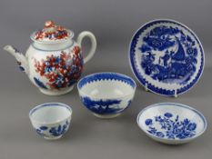 FIRST PERIOD WORCESTER CIRCA 1760 PORCELAIN, a group in 'Three Flowers' and 'Cormorant' patterns