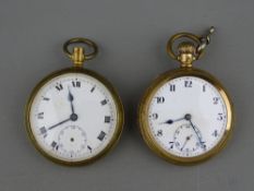 TWO WHITE METAL ENCASED GENT'S POCKET WATCHES with enamel dials (scrap)