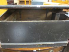 A PINE CARPENTER'S CHEST with interior drawer and two polished small bookstands