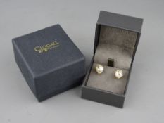 A PAIR OF NINE CARAT CLOGAU GOLD & PEARL 'TREE OF LIFE' EARRINGS, in original Clogau box and cover