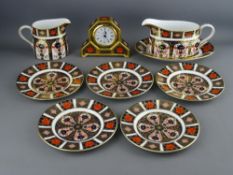 NINE PIECES OF ROYAL CROWN DERBY 1128 PATTERN CHINA WARE to include a gold banded pattern mantel