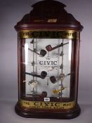 A RARE SHOP COUNTER ADVERTISING DISPLAY for 'The Civic Pipe', bow fronted gilt decorated glass and