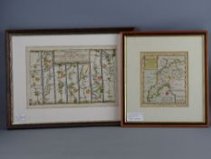 MAPS - JOHN COWLEY - South Caernarfonshire 1744, 17 x 15 cms and THOMAS GARDNER - Road map Welshpool