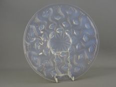 A RENE LALIQUE GLASS CIRCULAR TINTED VINTAGE 'BULBES' COUPE DISH, circa 1930s, 27 cms diameter