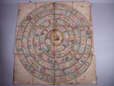 A FOLDING LINEN CHART approximately 52 cms square, entitled 'Historical Pastime or a New Game of the