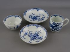 A TEA BOWL & SAUCER and a cup and saucer, first period Worcester blue and white porcelain, '